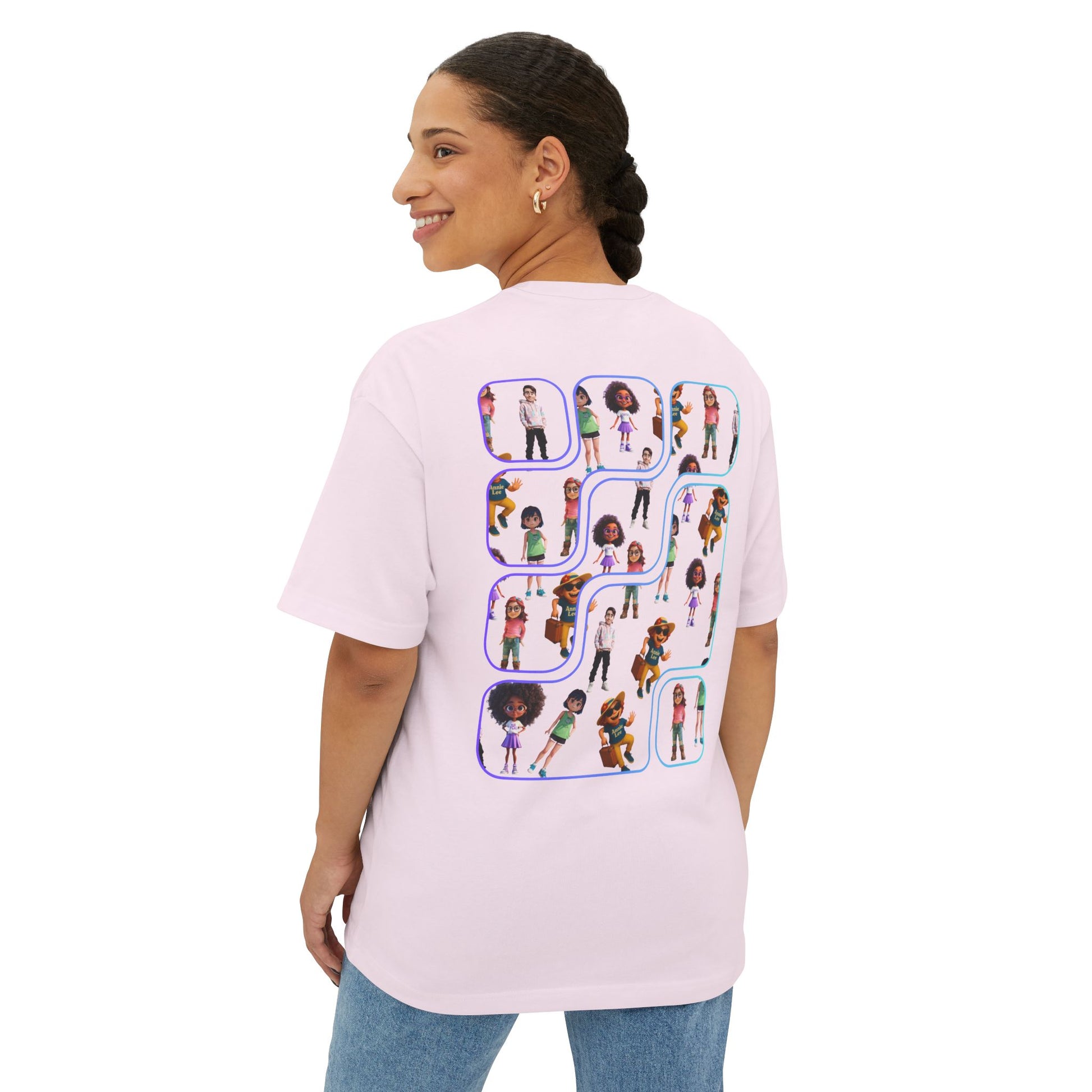 women wearing vibrant people the ultimate oversize tee. Soft pink. back