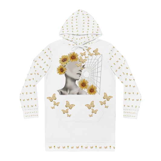 Hoodie Dress. Premium. White and yellow