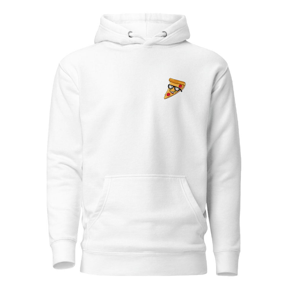 hoodie white pizza slice full view
